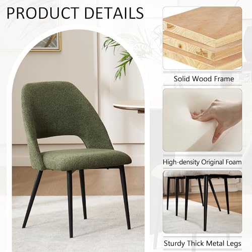 Rowill Boucle Dining Chairs Set of 4, Mordern Upholstered Fabric Dining Room ...