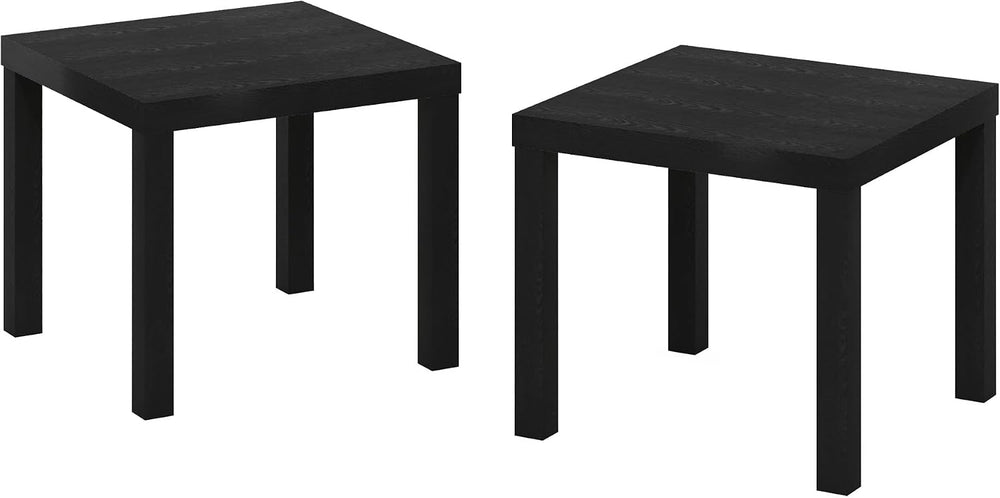 Furinno Classic Homey Square Parsons Side End Table, Set of 2, Black