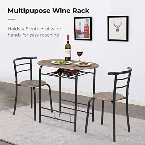 VINGLI 3 Piece Dining Set,Small Kitchen Table Set for 2,Breakfast Table Set f...