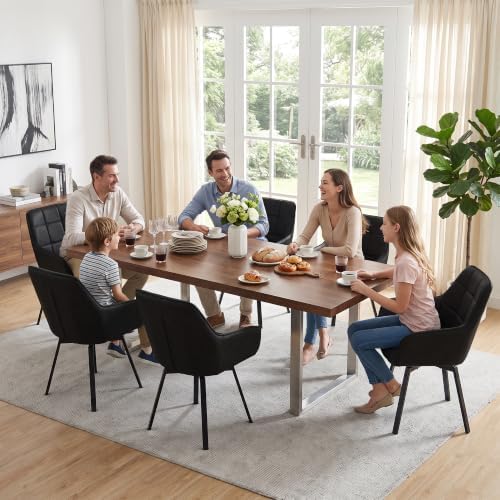 TUKAILAi Swivel Dining Chairs Set of 4, Faux Leather Dining Chairs with Arms ...