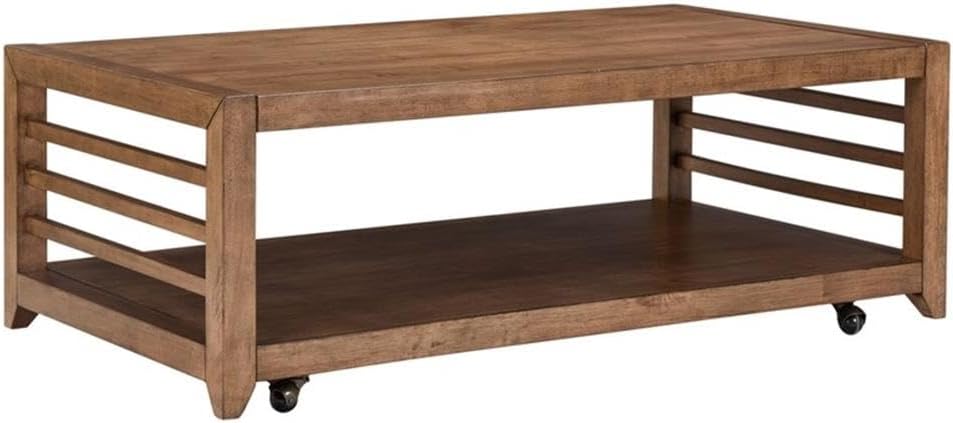 Pemberly Row 3-Piece Living Room Table Set, Harvest Brown Wood Finish, Poplar...