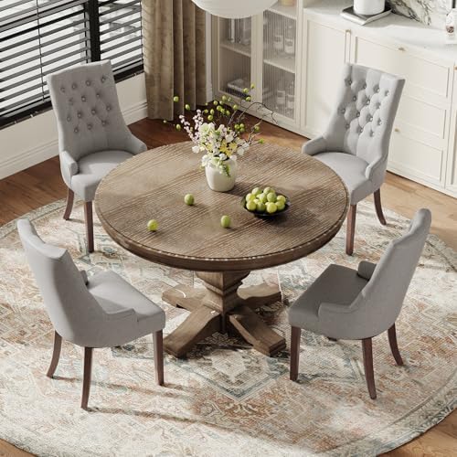 COLAMY Wingback Upholstered Dining Chairs Set of 2, Fabric Side Dining Room C...