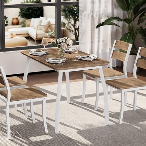 IDEALHOUSE Dining Table Set for 4 Modern Kitchen Table and Chairs Set with Ch...