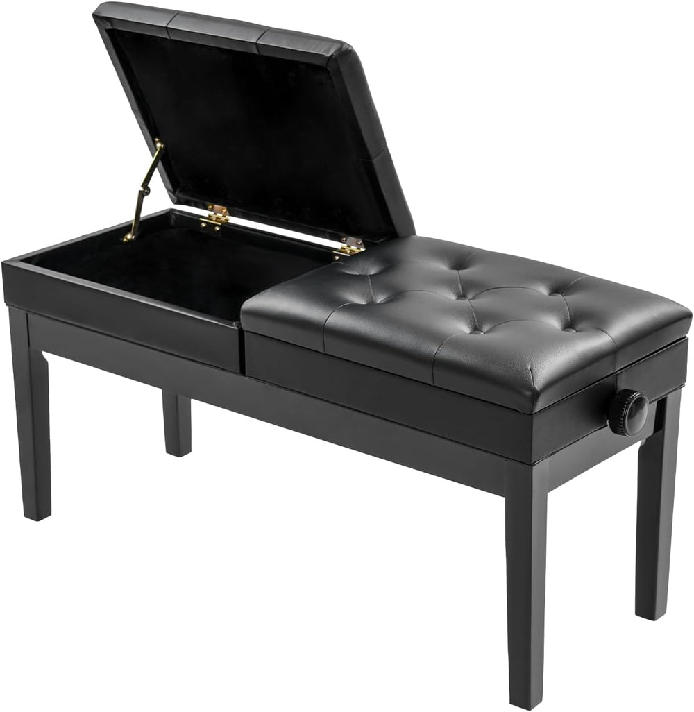 AngelcityCC Longer Duet Piano Bench with Storage, Adjustable Height Double Ke...