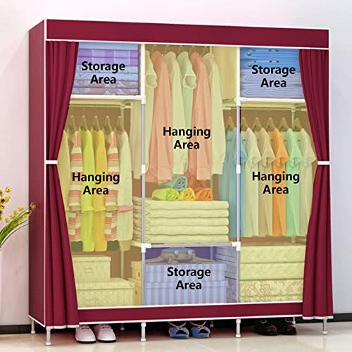 Wardrobe Canvas Wardrobe Fabric Wardrobe Foldable Clothes Closet Storage Orga...