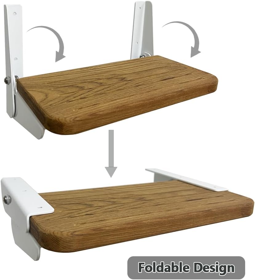 Boat Fold-Up Footrest, RV Wall Mounted Foldable Step with Teak and Aluminum H...