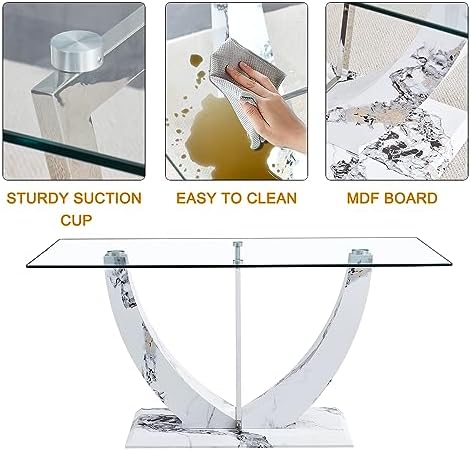 Modern Faux Marble Dining Table Set for 6, 63" Rectangular Kitchen Table...