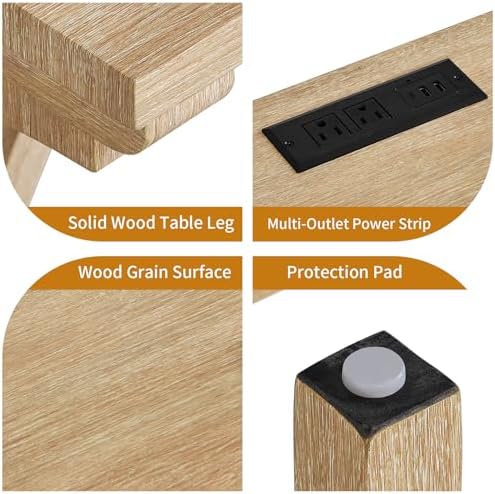59" Dining Bar Table Set with Power Outlet, Behind Couch Sofa Table with...