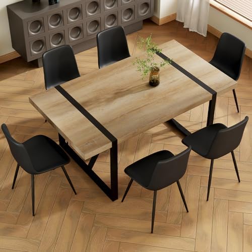 Dining Table Set for 6, 71'' Wood Dining Table and Chairs Set of 6