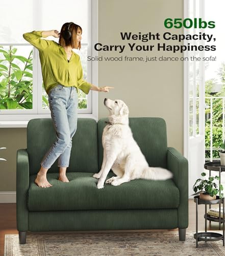 Welzona Loveseat, 51" Small Couch, Corduroy Love Seat, Small Loveseat So...