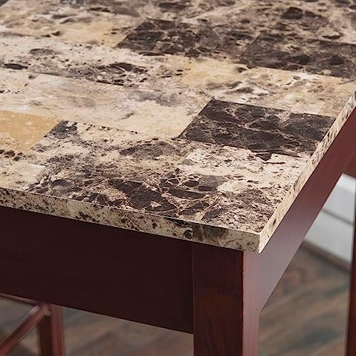 Linon Brown 3-Piece Table Faux Marble Tavern Set, 42" w x 22.25" d ...