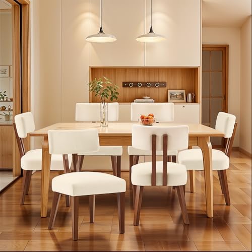 MOJAY Dining Chairs Set of 4, Mid Century Modern Kitchen Chair Linen Fabric S...