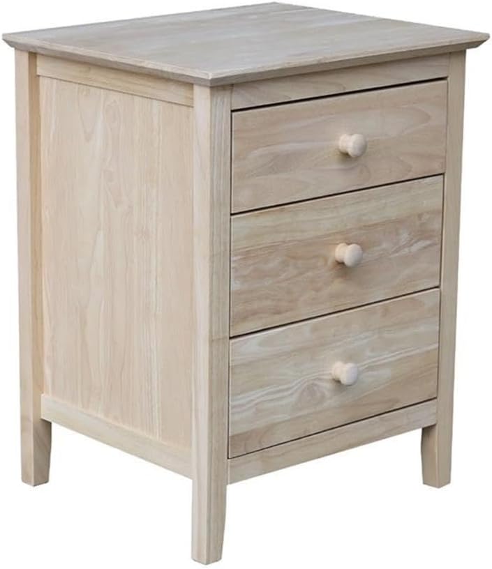 25"H Solid Wood Bedroom Nightstand with 3 Drawers, Parawood Construction...