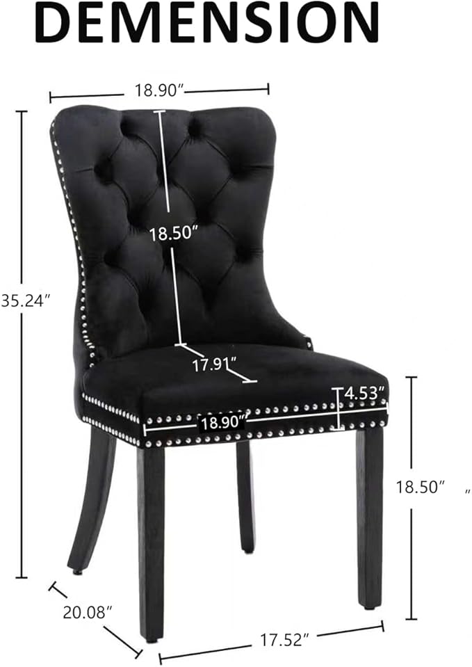 KCC Velvet Dining Chairs Set of 2, Upholstered High-end Tufted Dining Room Ch...