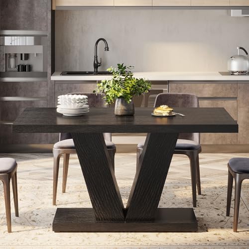 Tribesigns 47-Inch Dining Table for 4, Black Kitchen Dinner Table with Heavy ...