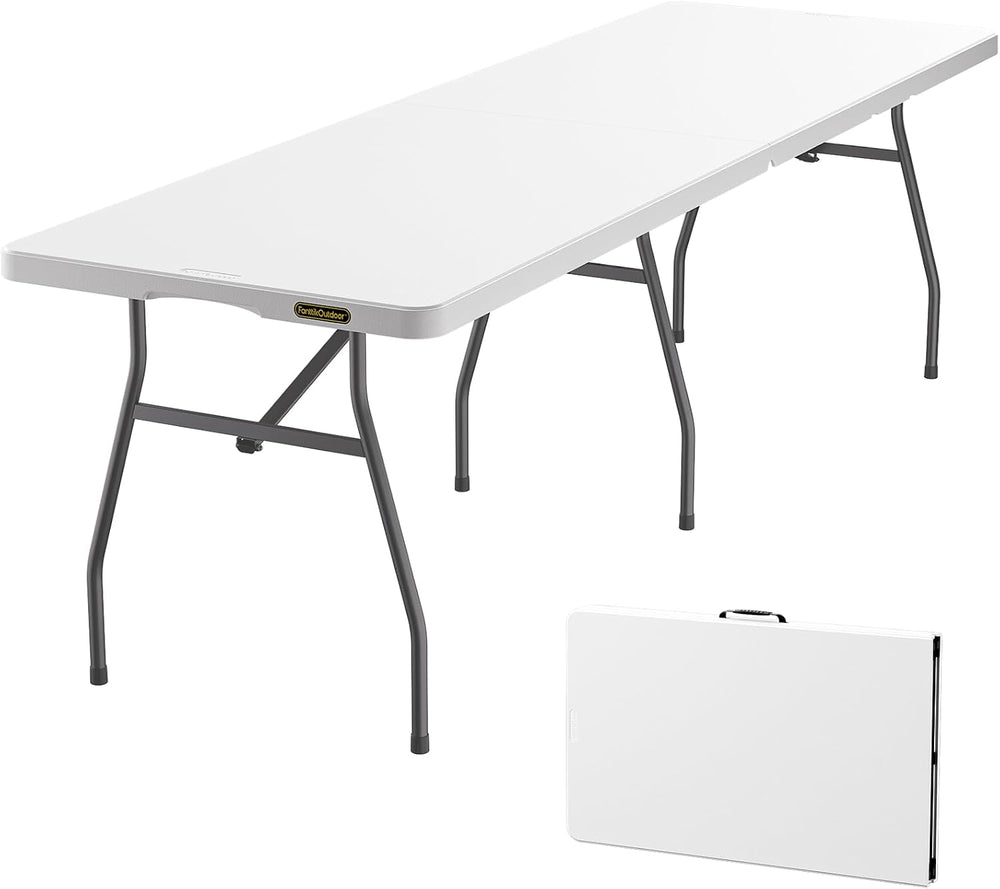 FanttikOutdoor 8ft Folding Table with Six Legs, 500 LBS, Party, Camping | Hea...