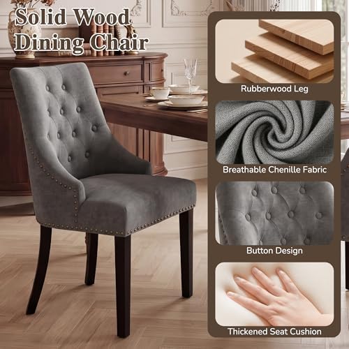 LSSBOUGHT Tufted Dining Chairs Set of 2, Modern Upholstered Accent Chairs wit...