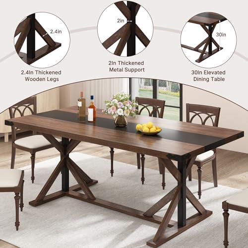 Hlivelood 71 Inch Dining Table for 6 People, Rectangular Kitchen Farmhouse Ta...