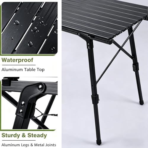 JOUYEK Folding Outdoor Camping Table, Lightweight Aluminum Camp Table