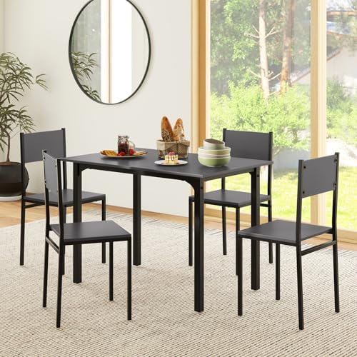 GIANTEX Dining Table Set for 4, 5-Piece Modern Kitchen Table and Chairs with ...