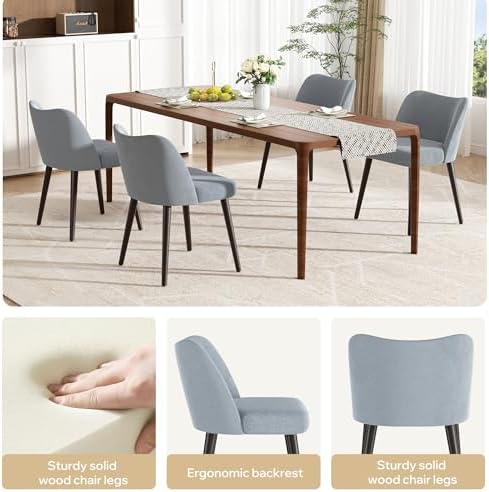 Modern Fabric Upholstered Dining Chairs Mid Century Farmhouse Dinner Chair wi...