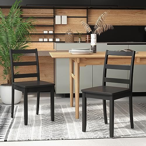 GIANTEX Wood Dining Chairs Set of 4 Black- Wooden Armless Kitchen Chairs with...
