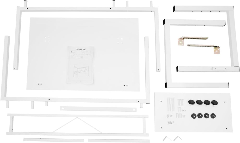 White Adjustable Drafting Table,Drawing Desk with 4 Leveling Feet, Floorstand...