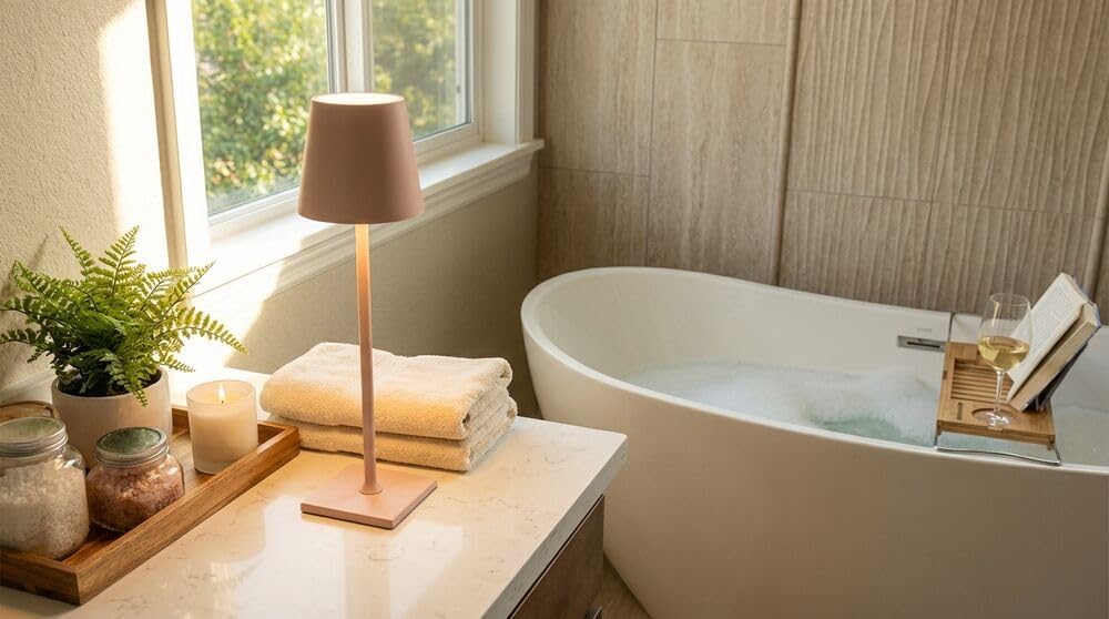 Mikasa LED Cordless Metal Table Lamp, Portable & Rechargeable 5,000 mAh B...