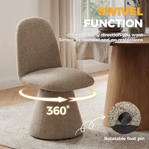 DUOMAY 360° Swivel Dining Chairs Set of 6, Mid Century Modern High Back Linen...