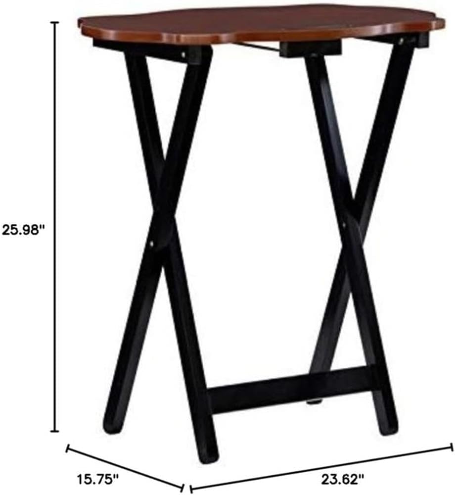 Pemberly Row Traditional 5-Piece Okume Veneer and Solid Wood Tray Table Set w...