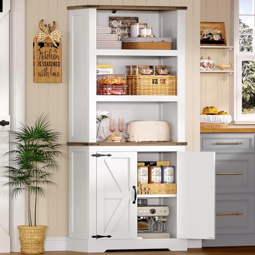 TEENFON 70.9in Tall Storage Cabinet with Adjustable Shelves, Kitchen Pantry C...
