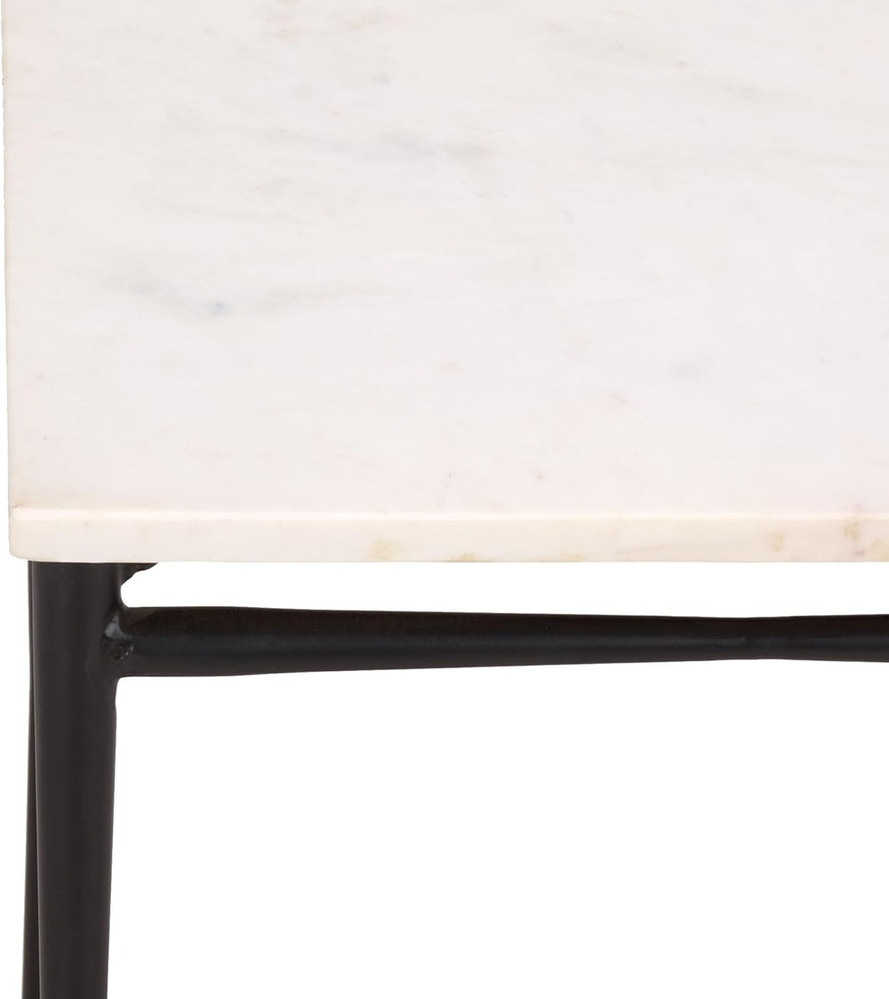 SAFAVIEH Furniture - Nadezhda Accent Table - White & Black - Marble Top M...