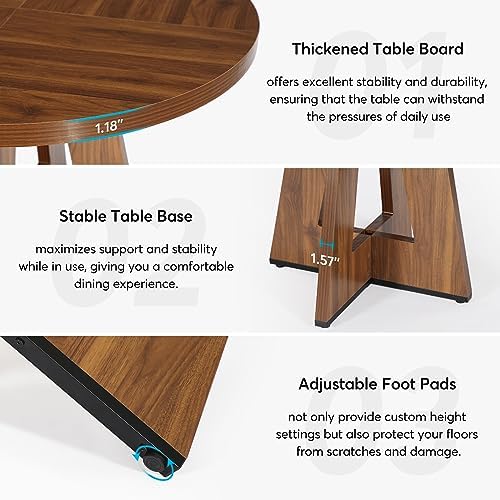 Tribesigns 47 inch Round Dining Table Wood Kitchen Table for Dining Room, 47&...