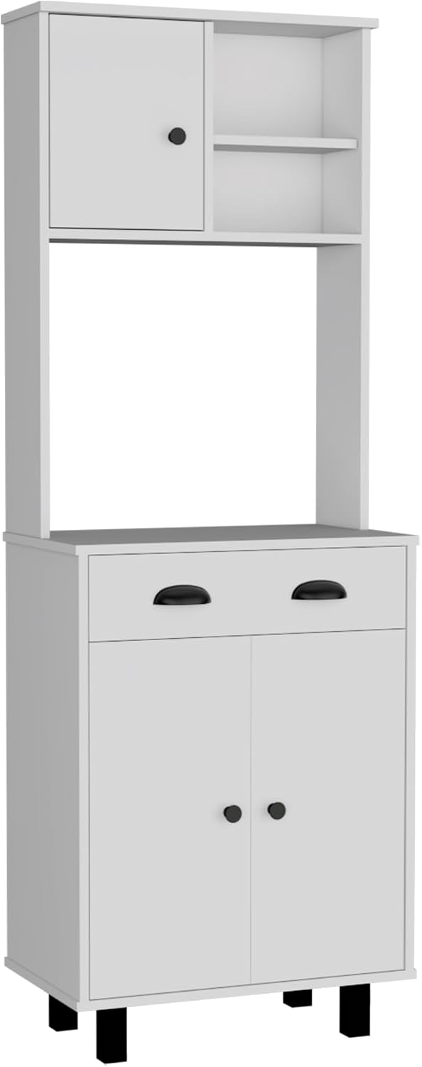 Salem Kitchen Pantry with 2 Cabinets, 2 Open Shelves, and Drawer