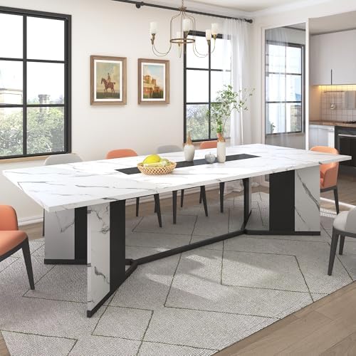 Hlivelood 94Inch Large Dining Table for 8 10 People,Wooden Rectangular Kitche...