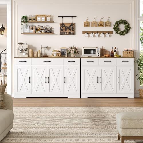HOSTACK Kitchen Buffet Sideboard Storage Cabinet, Coffee Bar Cabinet, White