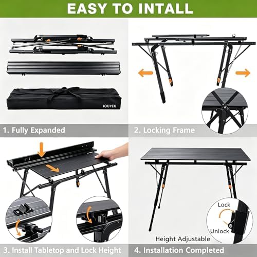 JOUYEK Folding Outdoor Camping Table, Lightweight Aluminum Camp Table