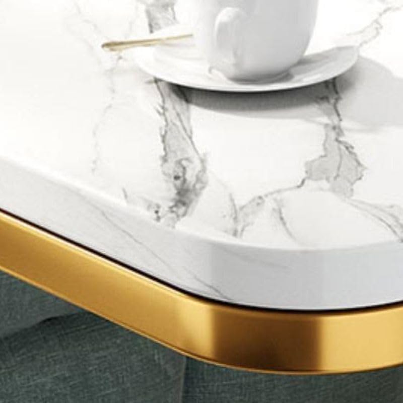 End Table, Modern Marble Side Table Sofa Table with Storage Shelf, Narrow Nig...