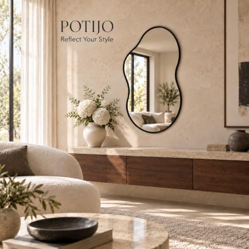 Irregular Wall Mirror 24×40 Inch Black