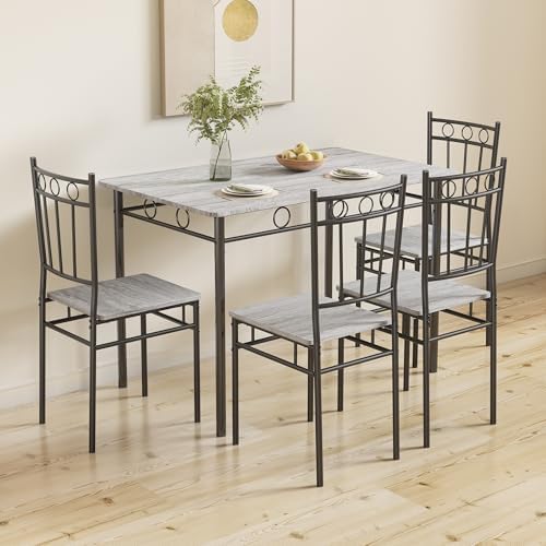Rectangular Dining Room Table Set with 4 Chairs, Space-Saving Kitchen Table S...
