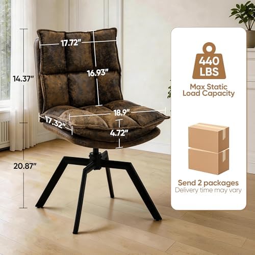 KEEZY Swivel Dining Chairs Set of 4, 360°AUTO Swivel Cat Scratch Resistant Fa...