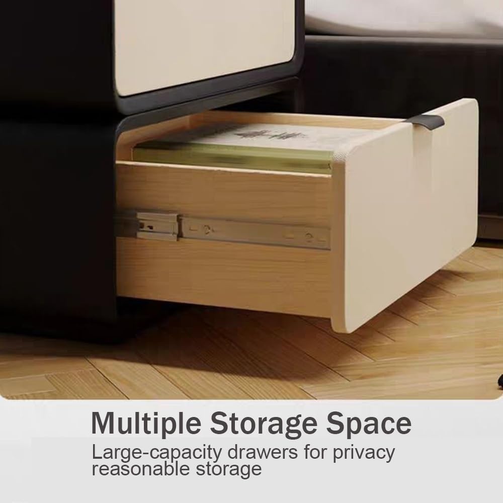 2 Drawer Bedside Table Wood Full Floor-Standing Nightstand Modern Side Table ...