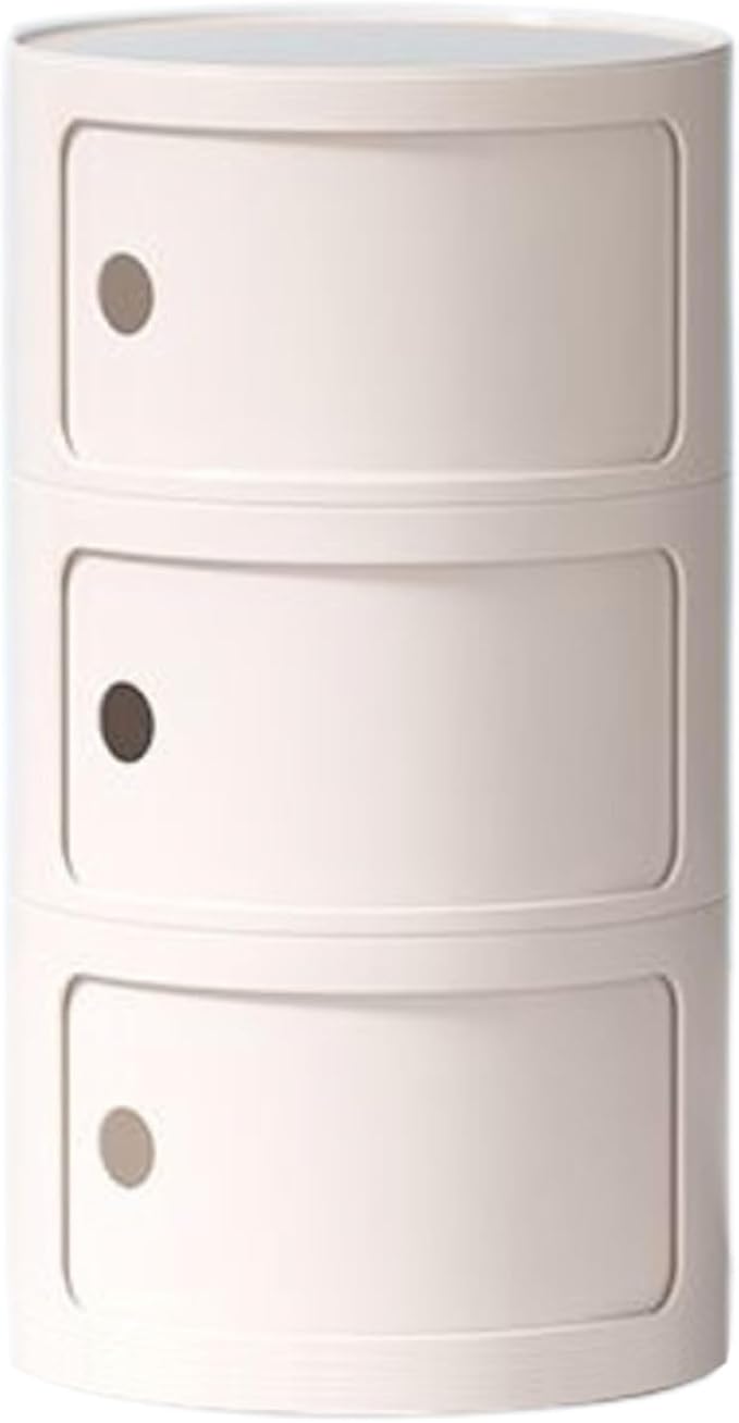 Round Nightstand with 3 Drawers, Modern Style Side Table, Multifunctional End...