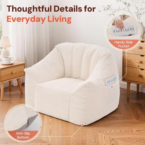 Korser Bean Bag Chair, Giant Bean Bag Chairs for Adults Teens, Comfy Floor Ch...