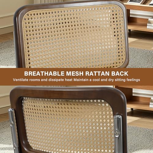 Rattan Dining Chairs Set of 2,Linen Cesca Chair Kitchen Chair,Coffee2 | VICBA...