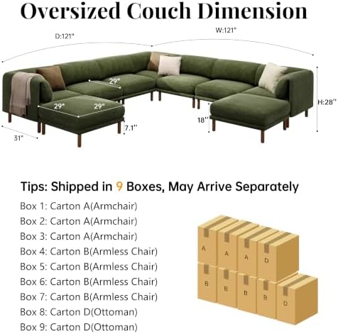Cloud Sectional Couches for Living Room,Modular Sectional Sofa,Green | Extra ...