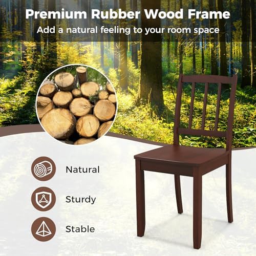 GIANTEX Farmhouse Dining Chairs Set of 4, Wood Kitchen Chair w/Ladder Back