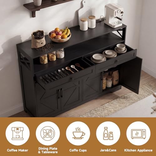 Lahomie 47" Sideboard Buffet Storage Cabinet, Coffee Bar Cabinet,Dark Brown