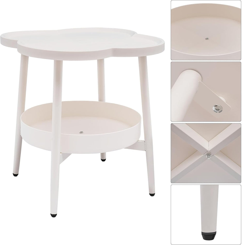End Table Sofa & Console Flower Shape Snack Side Table with Stand Modern ...