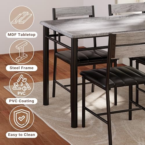 IRONCK Dining Table Set for 4, Grey